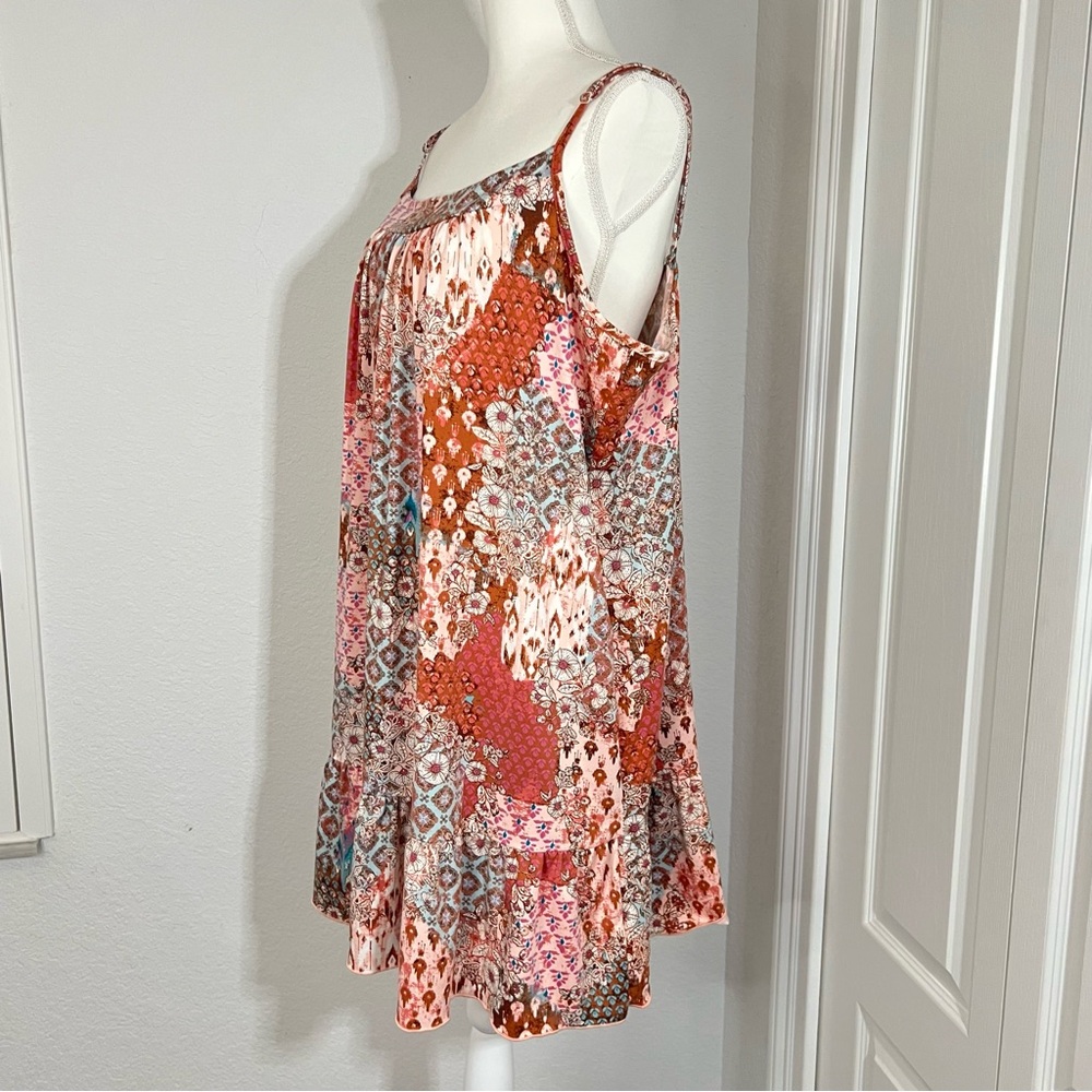 Joyspun Women's Sleeveless Knit Chemise with Ruffle Hem Peach Bud size 3X - Picture 12 of 16
